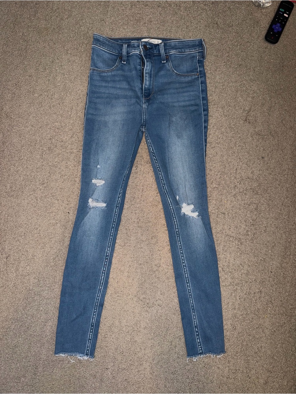 Abercrombie & Fitch Medium Blue Distressed Skinny Jeans